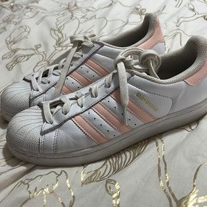 White with Pink stripes Adidas Shoes